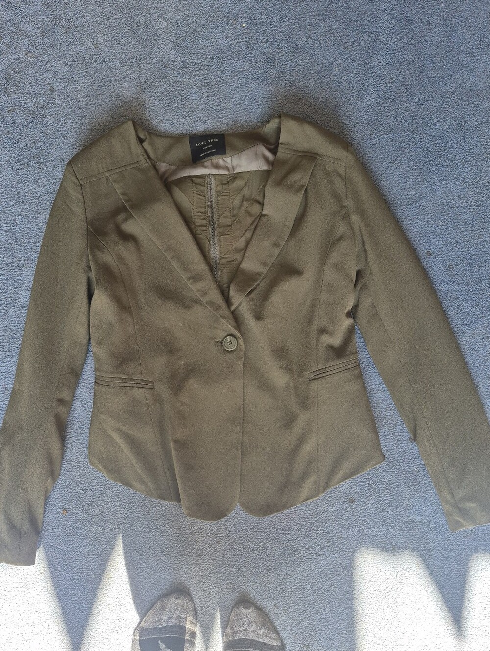 Love Tree Olive  Green Single-Button Women's Blazer